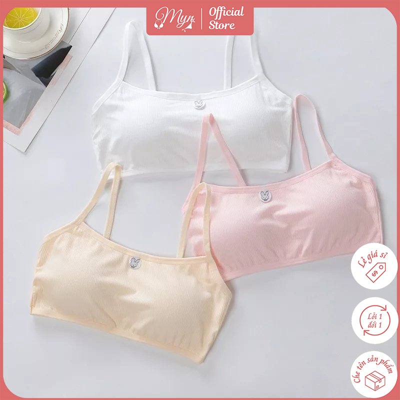 Áo Lá Học Sinh Gân Tăm - Mút Đệm Mỏng Có Thể Tháo Rời - Dành Cho Học Sinh Cấp 1, Cấp 2 - Áo Bra Nữ- Áo Lót Học Sinh- Áo Ngực Học Sinh -   MYN.OFFICIAL