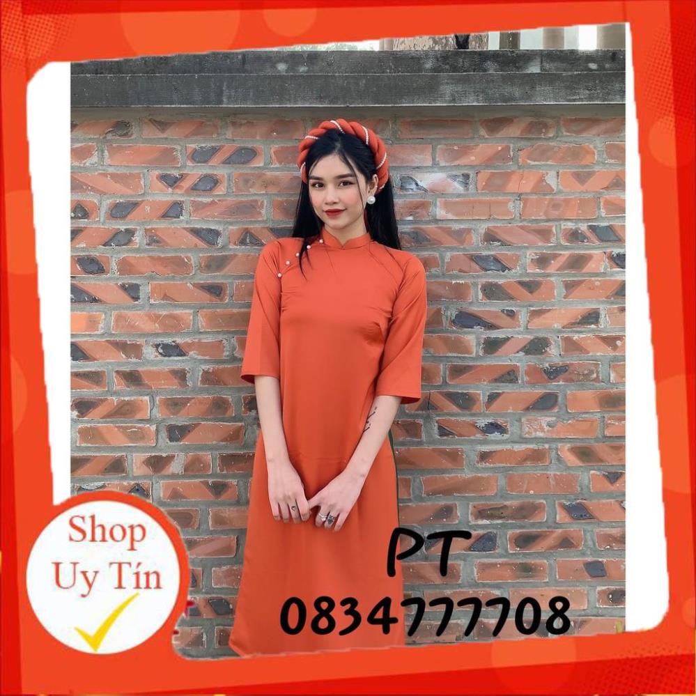 Áo dài cách tân_áo dài cách tân xưa _áo cách tân dáng xuông trơn 1 màu
