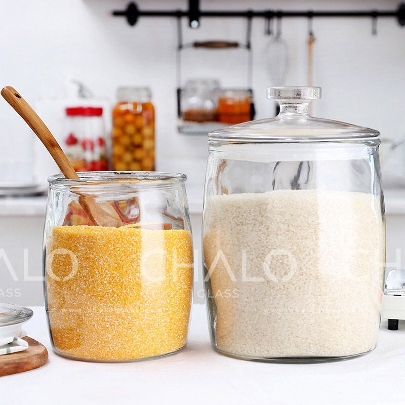 Bình thuỷ tinh nắp núm muối dưa, đựng gạo nhiều kích cỡ