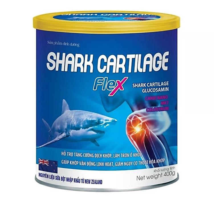 Sữa Bột Shark Cartilage Flex với thành phần sụn vi cá mập, glucosamin, canxi nano MK7 Hỗ trợ tăng cường dịch khớp, làm trơn ổ khớp, giảm đau nhức xương khớp, giúp khớp vận động linh hoạt- hộp 400g