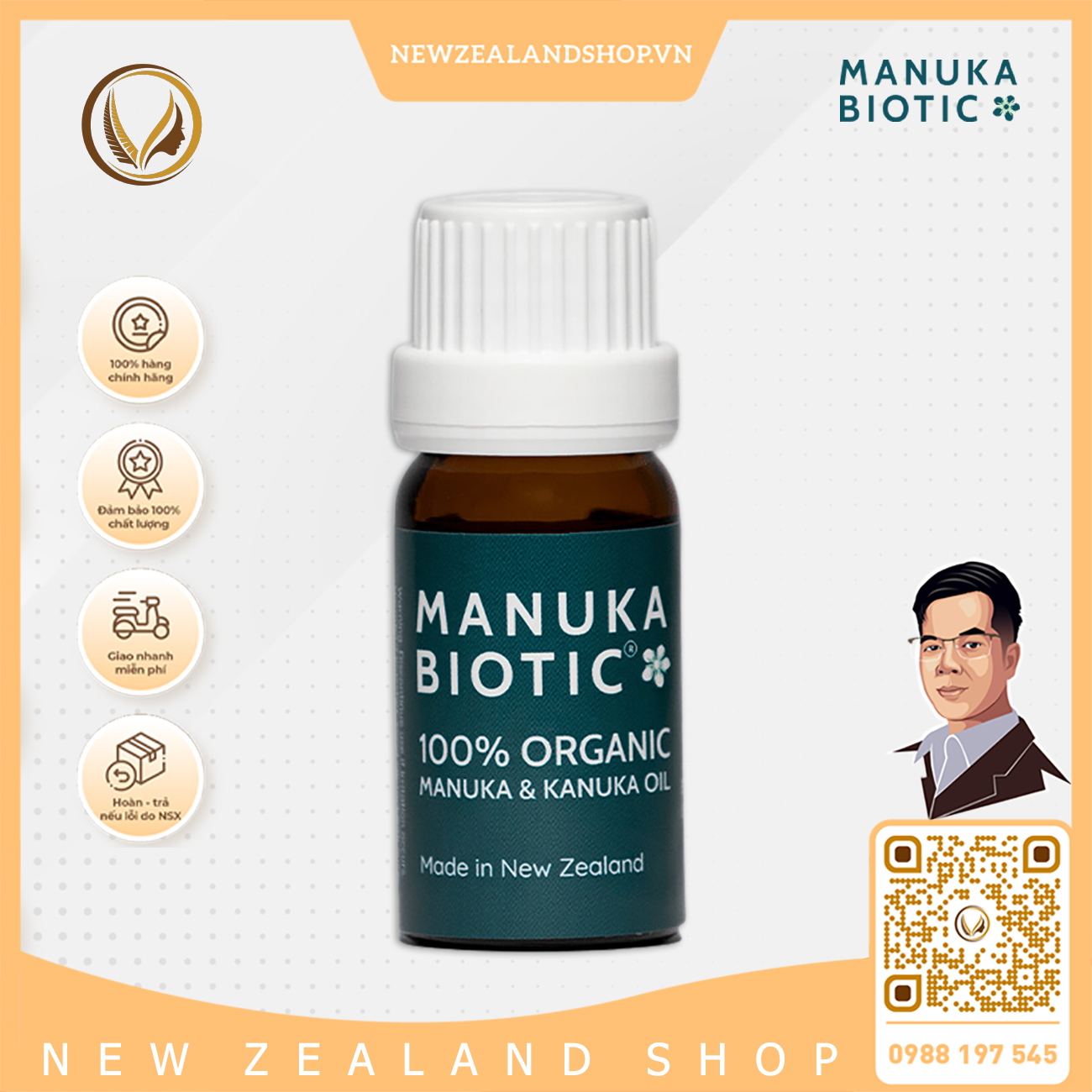 Tinh dầu manuka 100% hữu cơ Manuka Biotic Certified Organic Manuka Oil 10ml