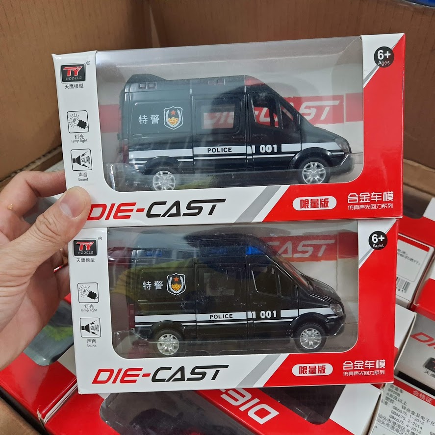 Xe ô tô cảnh sát đồ chơi trẻ em có đèn và âm thanh xe mở được các cửa