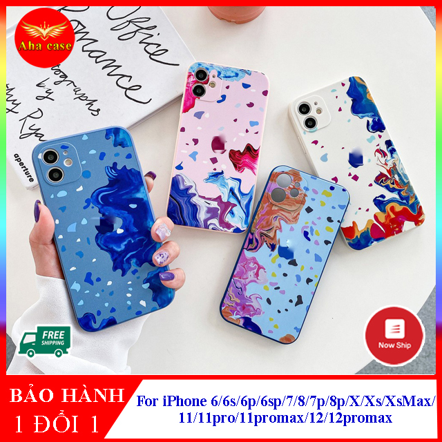 Ốp iPhone Ốp lưng iphone loang cạnh vuông dành cho ip6plus/6s plus/7/8/7plus/8plus/x/xs/xsmax/11/11pro/11promax/12/12 pro maxm ốp nhựa mềm
