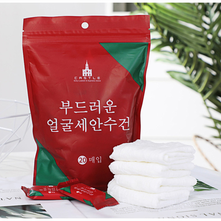 Khăn giấy nén hàn quốc cao cấp mifan - gói 20 viên - khăn 24x30cm - loại dày 2 lớp - mang đi du lịch, công tác tiện lợi