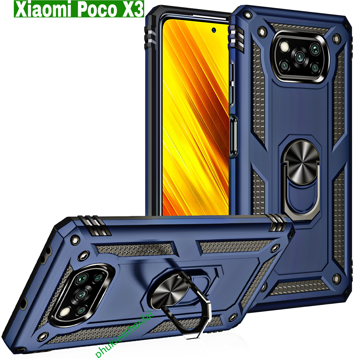 Ốp lưng Poco X3 NFC / X3 Pro dùng chung kiểu dáng quân đội chống sốc chống va đập mạnh nhẫn Iring