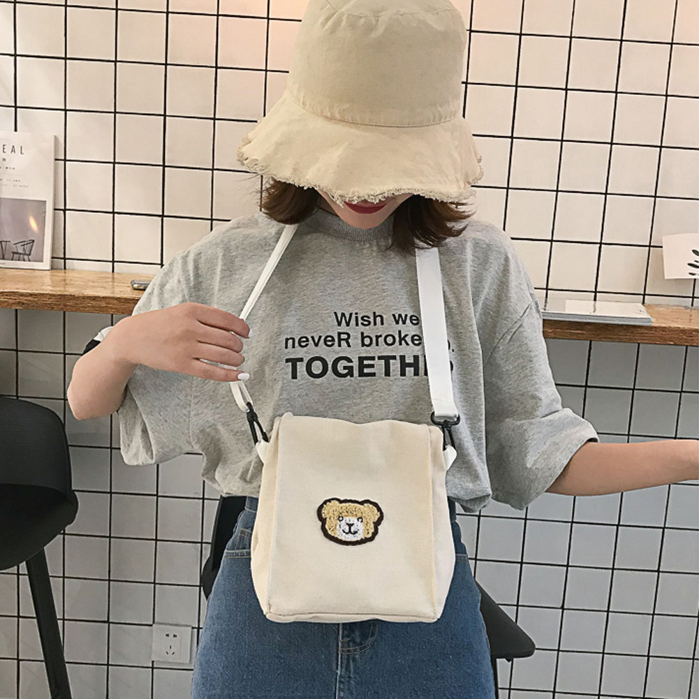 Phụ nữ dễ thương thời trang gấu túi Messenger Phụ nữ Túi vải Túi đeo ngực Túi đeo vai