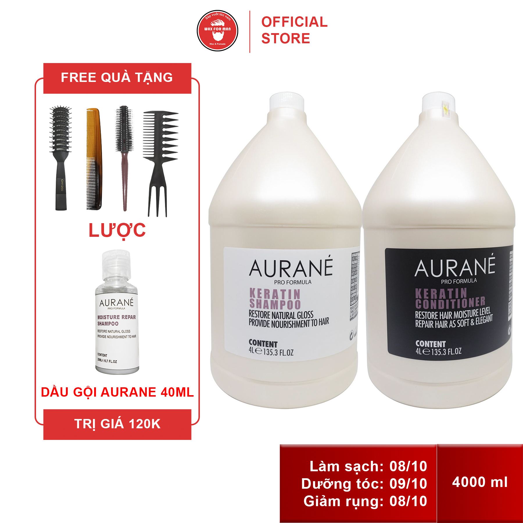 Dầu gội và dầu xả Aurane Keratin 4000ml