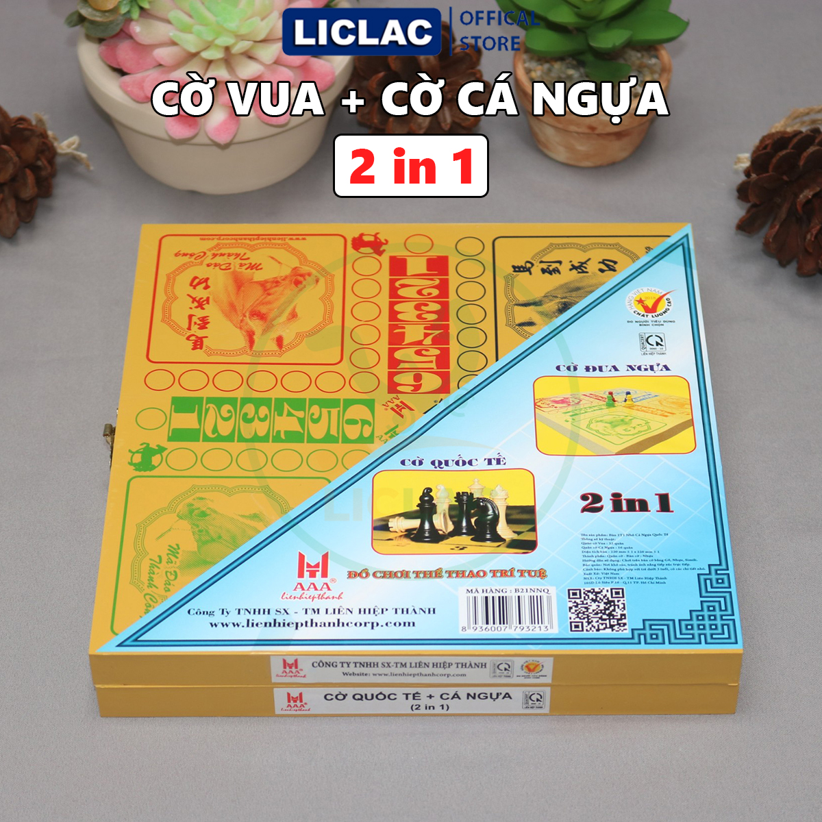 Bộ cờ 2 trong 1 gồm CỜ VUA và CỜ CÁ NGỰA chất liệu Nhựa An Toàn, Đồ chơi giải trí Boardgame chính hãng Liên Hiệp Thành - LICLAC