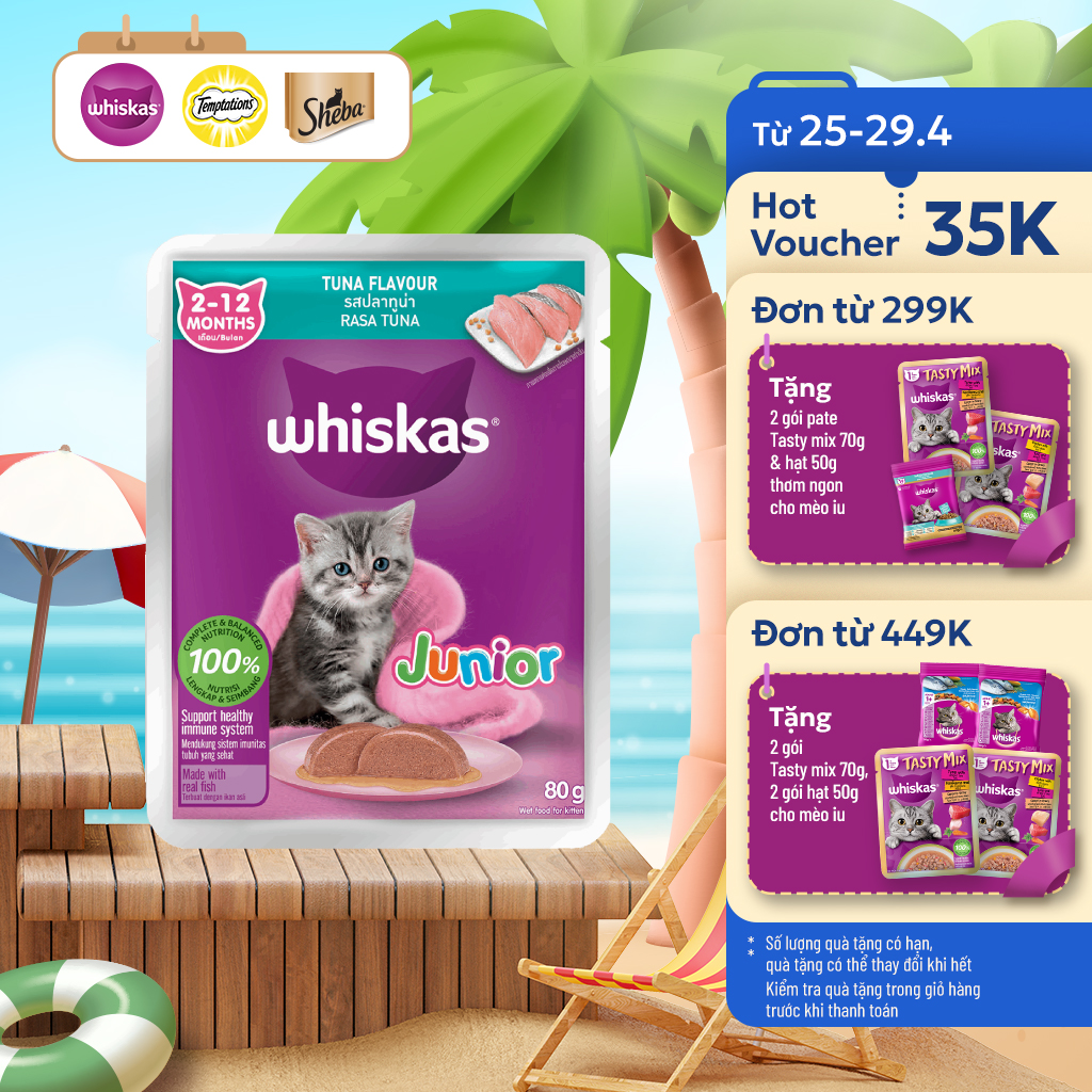 Thức ăn cho mèo con WHISKAS Junior dạng sốt – túi 80g