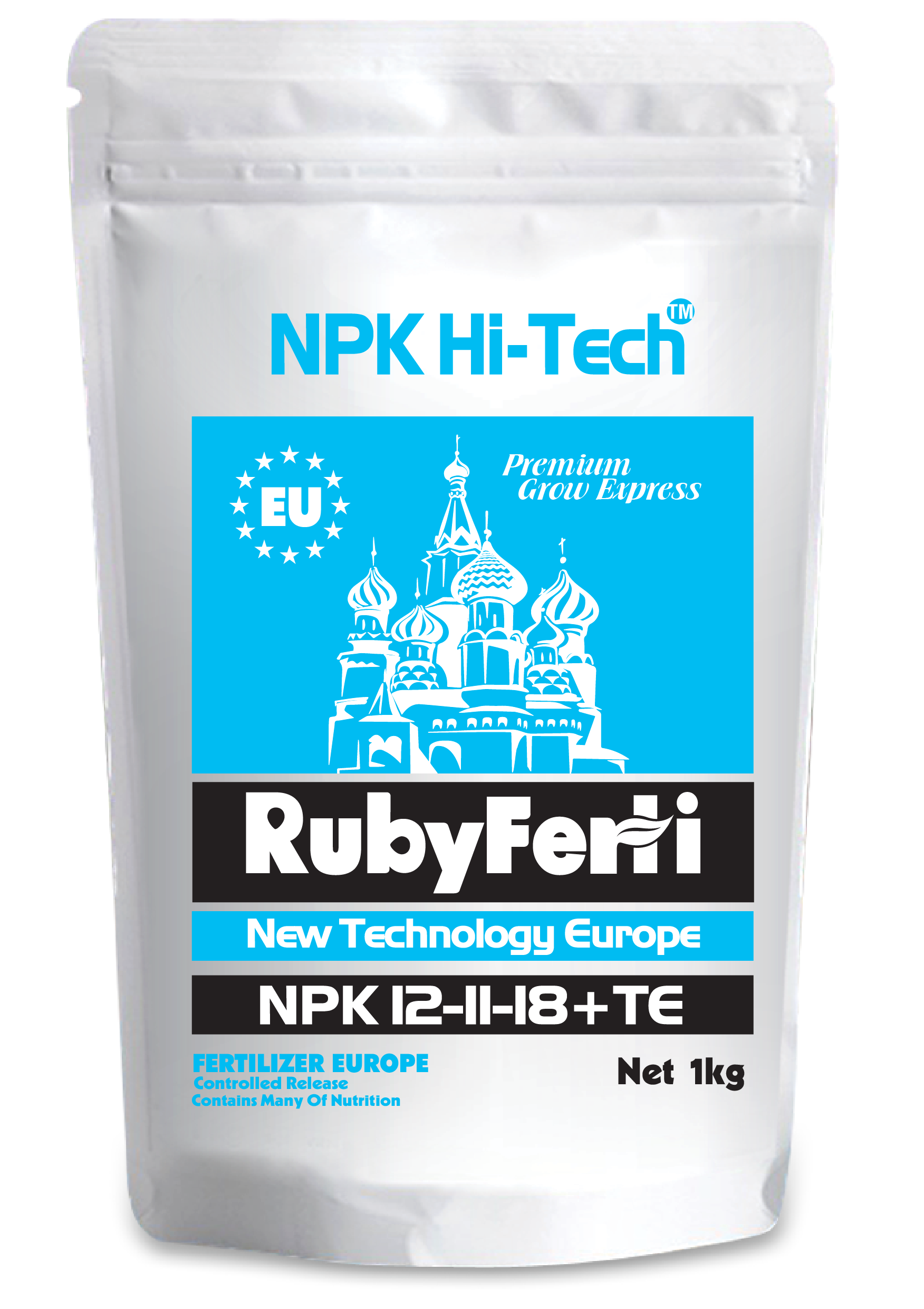 Phân bón NPK Hi-Tech: RubyFerti NPK 12-11-18+TE (1kg)  sản phẩm thuộc Tập Đoàn Phân Bón Con Cò Vàng