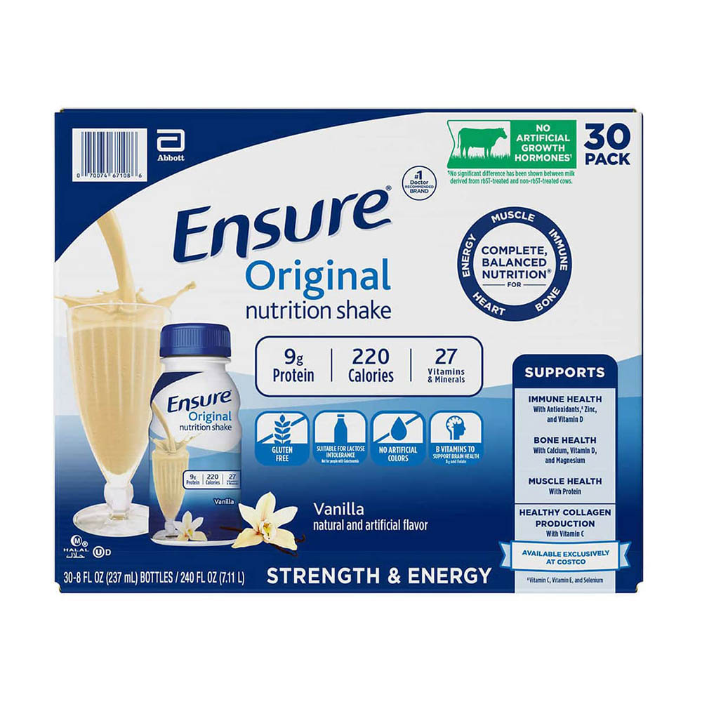 Sữa Ensure nước hương Vani Ensure Original Vanilla 237ml Thùng 30 chai của Mỹ