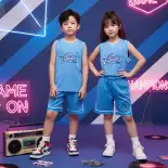 Set đồ bóng rổ trẻ em các CLB NBA nổi tiếng - Áo ba lỗ + quần short thể thao bé trai bé gái 10kg-45kg | Lakers Bulls Heat Celtics Raptors Cavaliers Mavericks Warriors Thunder Grizzlies