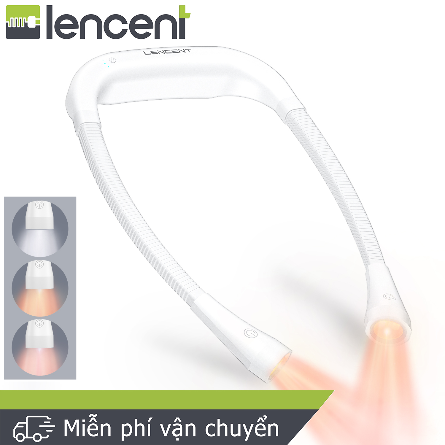 Đèn sách Lencent Neck Book Đèn sách để đọc trên giường 3 màu vô bước mức độ sáng Đèn đeo cổ có thể sạc lại Huglight hoàn hảo để đọc sách Đan trại Cắm trại Sửa chữa chạy bộ