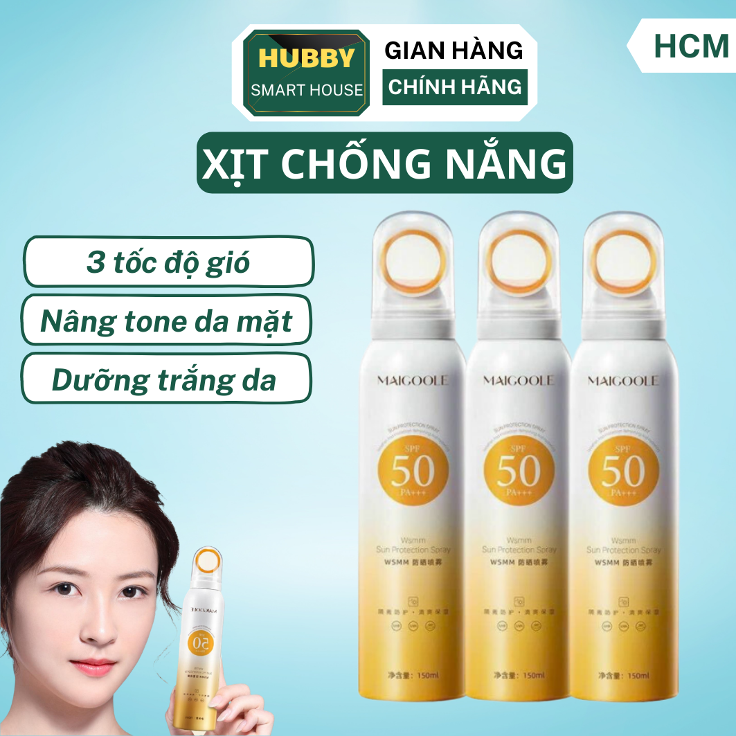 Xịt chống nắng MAIGOOLE SPF50 PA+++, làm trắng nâng tone da mặt dưỡng ấm da mặt, chống tia UV hiệu quả dung tích 150ml