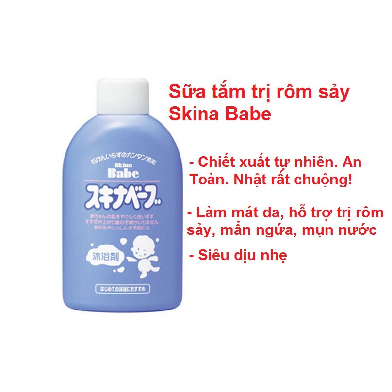 Sữa tắm phòng và  rôm sẩy mẩn ngứa Skina Babe Nhật Bản 500ml cam kết hàng đúng mô tả sản xuất theo công nghệ hiện đại an toàn cho người sử dụng