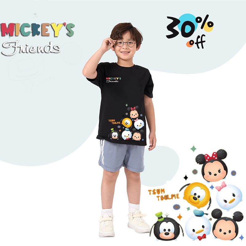 TANOSA Áo thun cộc tay hình Mickey Friends cho bé trai bé gái