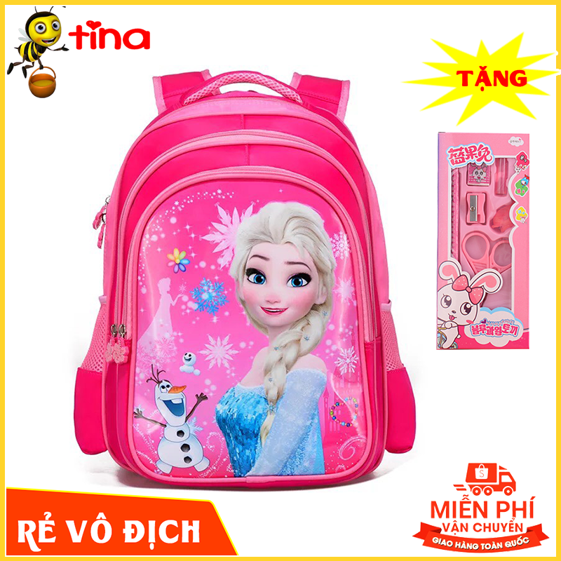 [SIÊU RẺ] Balo đi học bé gái hình 3D các nhân vật hoạt hình công chúa Elsa cho bé lớp 1 cấp 1 tiểu học TE12
