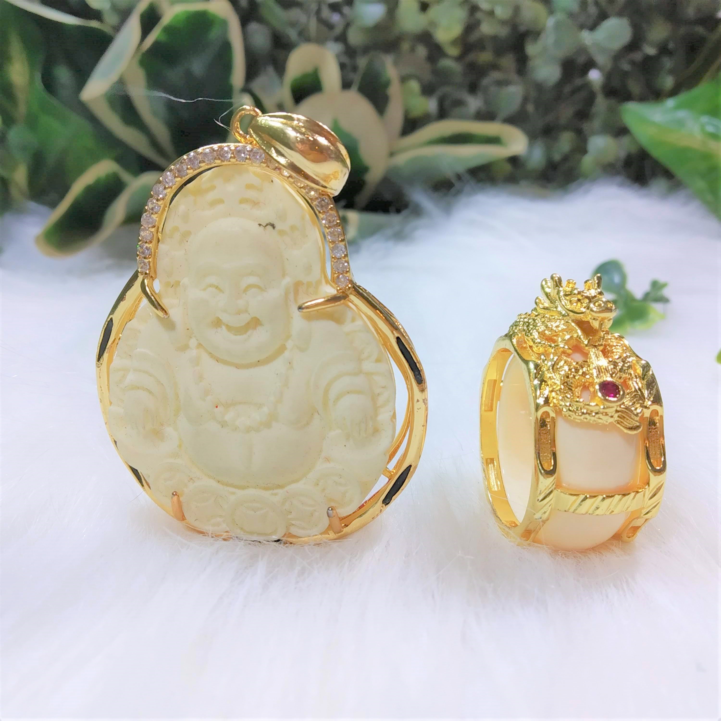 Combo Mặt dây chuyền + nhẫn bọc vàng hongkong N1