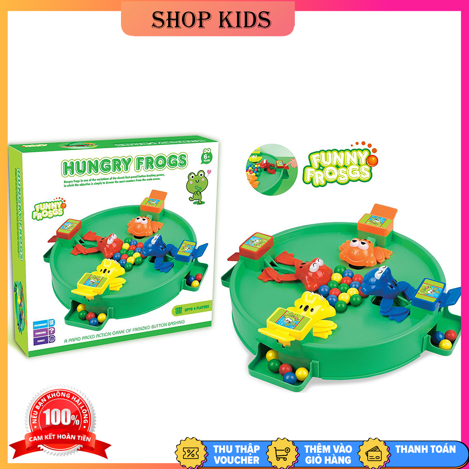 Bộ Đồ Chơi Ếch Gắp Bi HUNGRY FOGS Cực Vui Nhộn Dành Cho Bé - Ếch Ăn Kẹo Ngọt - Đồ Chơi Cực Hot