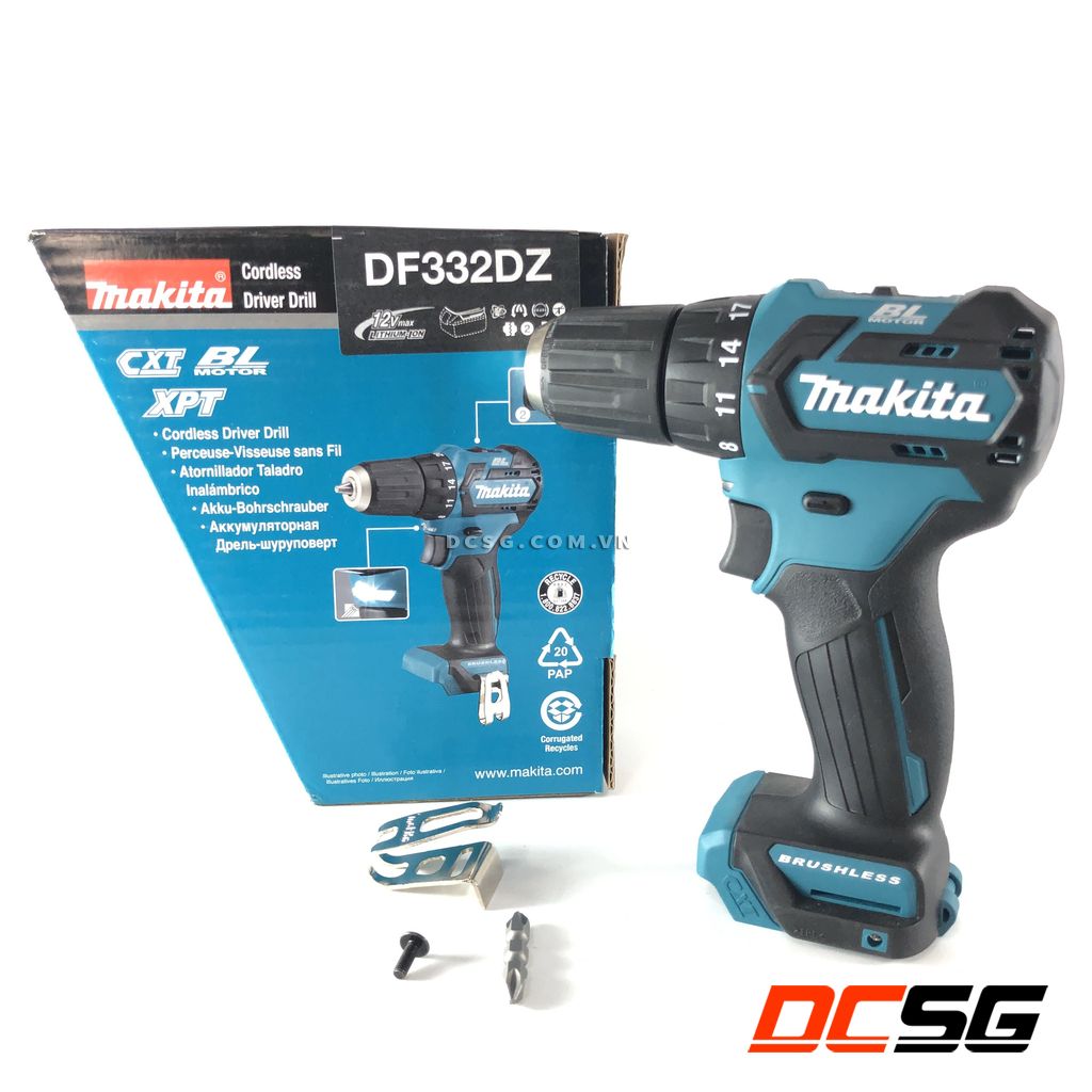 Máy khoan, vặn vít 10/28mm dùng pin 12vmax makita df332dz
