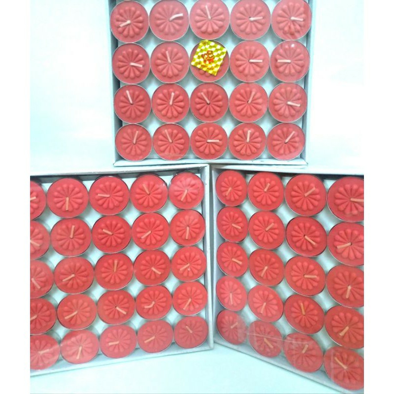Hộp 100 viên nến Tealight 2h-2,5h màu đỏ- Nến xông tinh dầu - Đốt spa