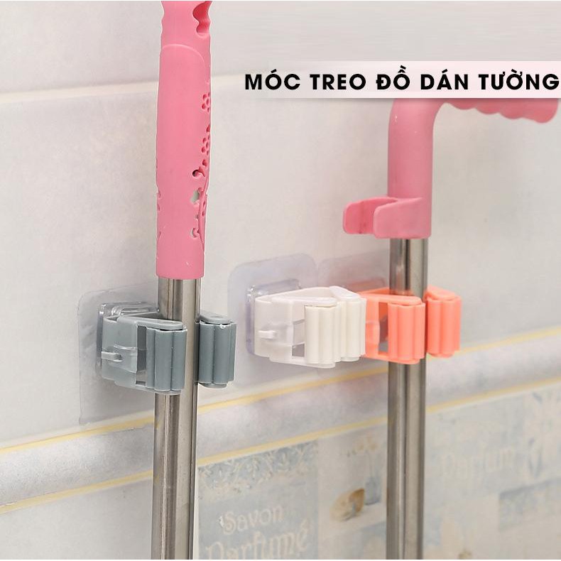Móc dán tường kẹp giữ cây lau nhà, móc treo chổi ,Móc Dán Treo Cây Lau Nhà Đa Năng