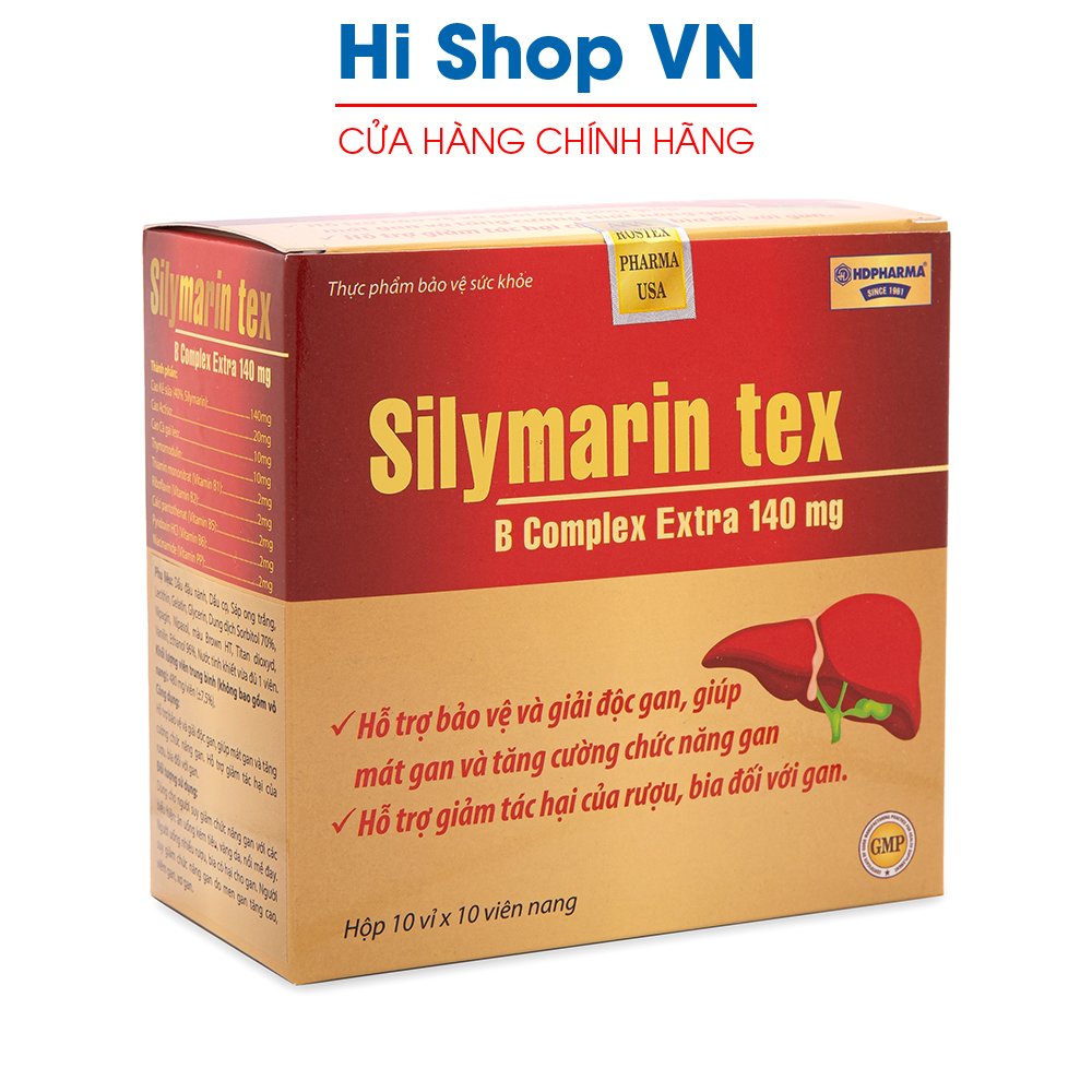 Viên uống bổ gan Silymarin Tex giúp mát gan, giải độc gan, tăng cường chức năng gan - Hộp 100 viên