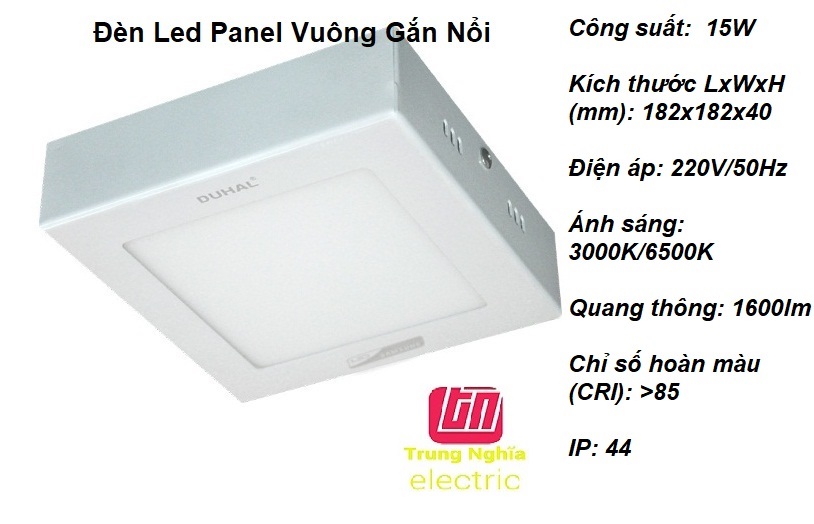 Đèn led panel vuông gắn nổi duhal 12w - kdgb512
