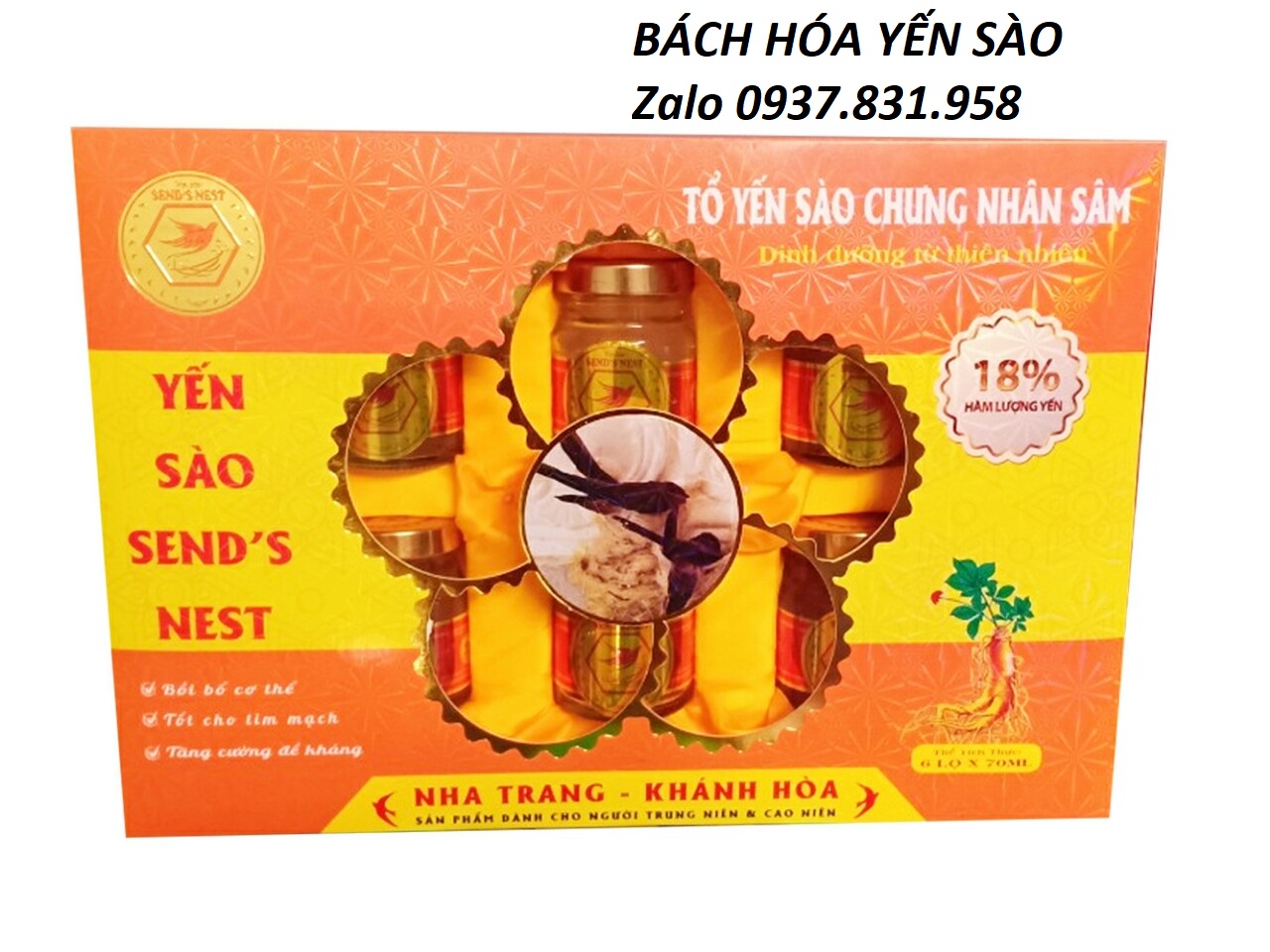 NƯỚC YẾN SÀO SENDS NEST NHÂN SÂM 18% TỔ YẾN kích thích tiêu hóa giúp