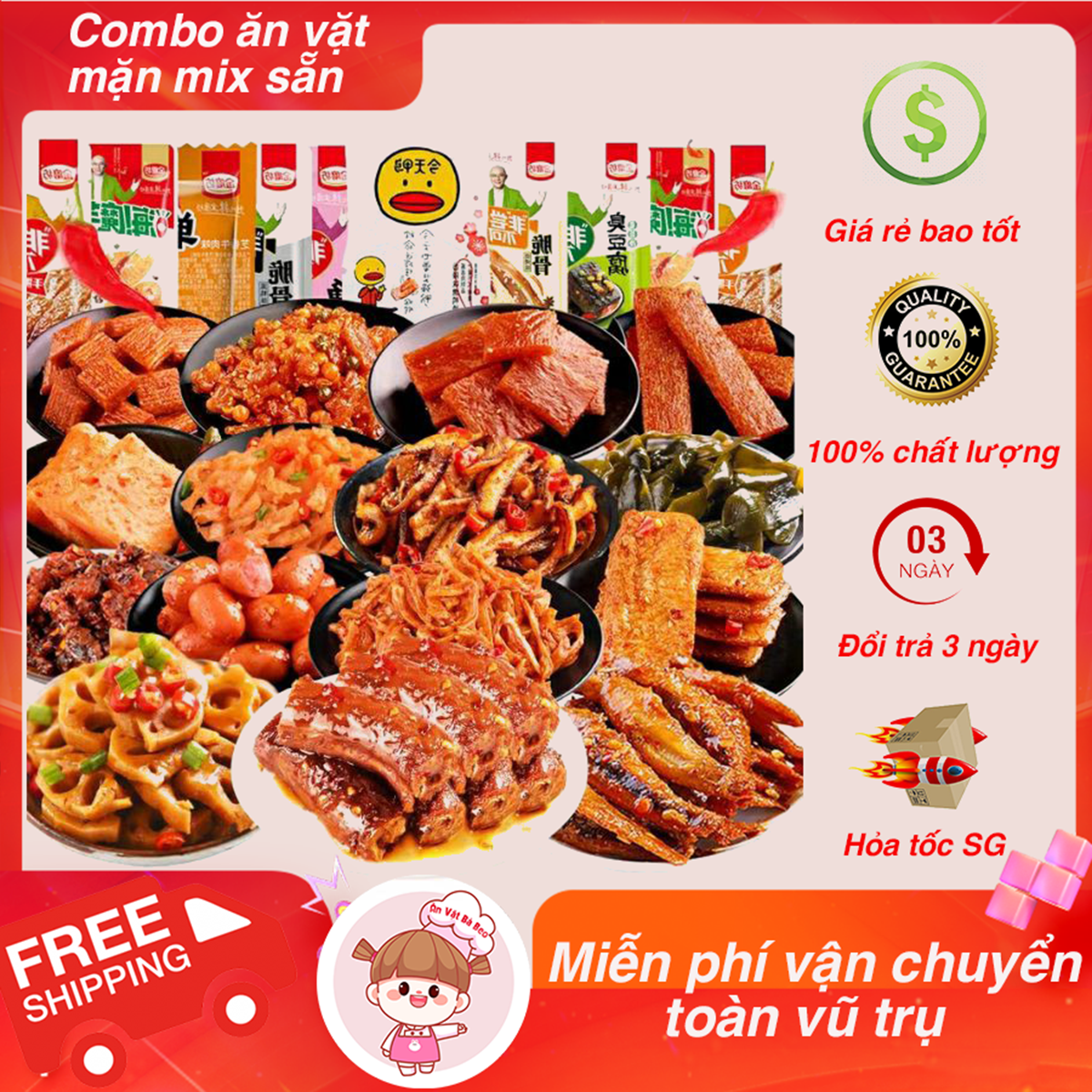 Bánh mix + Ăn vặt mặn kèm nước uống - Ăn vặt nội địa Trung - Ăn vặt Bà Beo