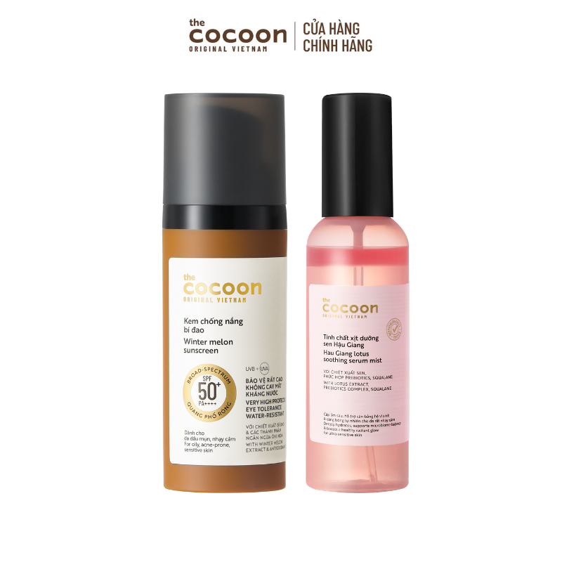 COMBO 1 Kem chống nắng bí đao 50ml + 1 Tinh chất xịt dưỡng sen 100ml