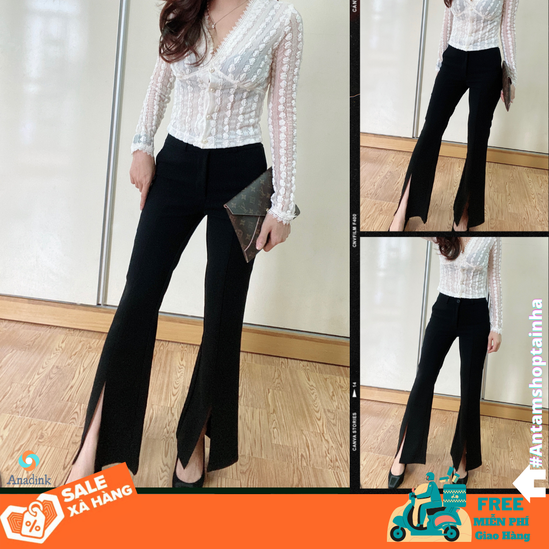 [HCM]( Sale Xịn) Quần Tây Ống Loe Xẻ Chất Vải Tuyết Mưa Mềm Mịn Chuẩn Form.