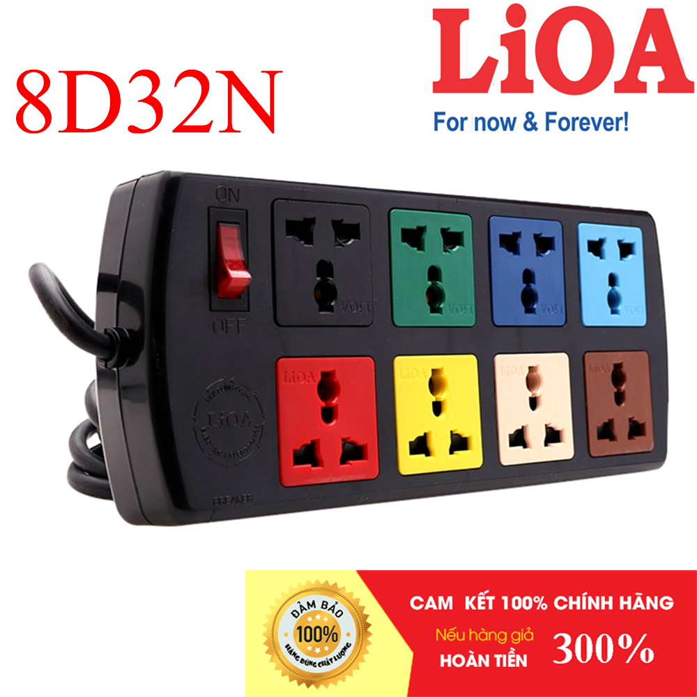 Ổ cắm lioa 8 lỗ kéo dài đa năng 8d32n 3m - 8d52n 5m 8 ổ cắm 3 chấu - lioavietnam