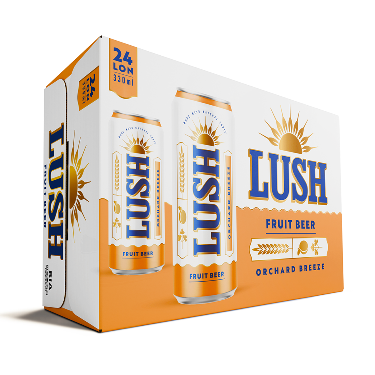 Bia lush orchard breeze vị mơ đào thơm dịu - thùng 24 lon 330ml