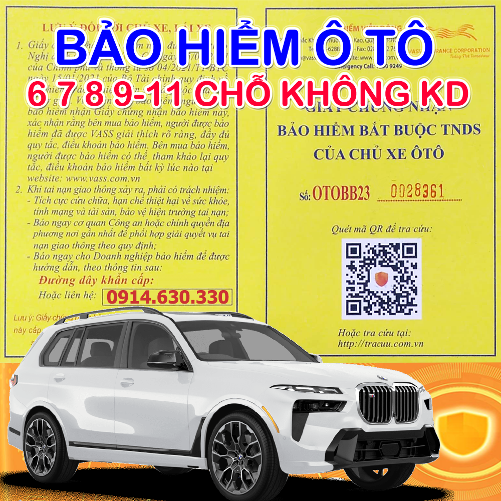 Bảo hiểm dân sự bắt buộc xe ô tô 6, 7, 8 – 11 chỗ kkd