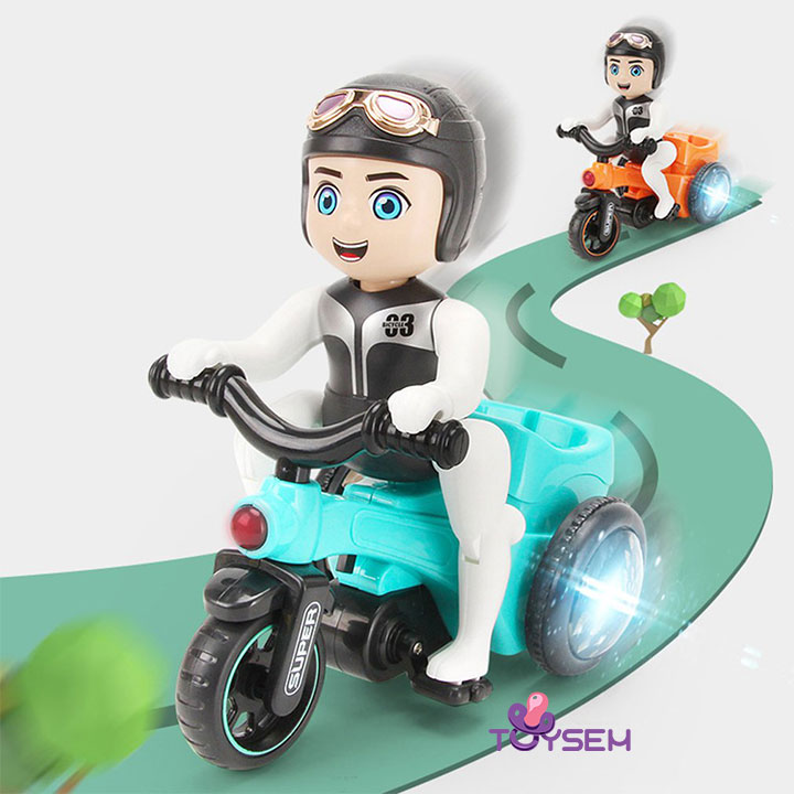 Đồ chơi trẻ em bé đi xe đạp xoay 360 độ có đèn và nhạc an toàn cho bé, Đồ chơi cho bé trai 3 tuổi, Quà tặng sinh nhật cho bé