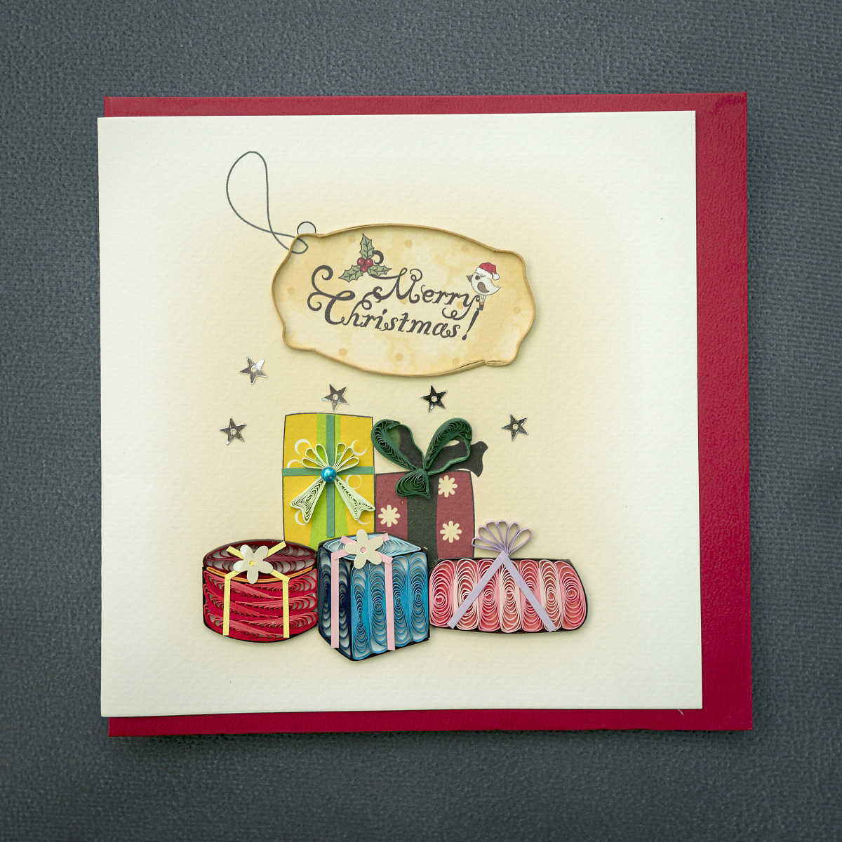 [HCM]Thiệp Giấy Xoắn Giáng Sinh NOEL07 15x15 cm - Merry Christmas (Quilling Card/ Handmade)