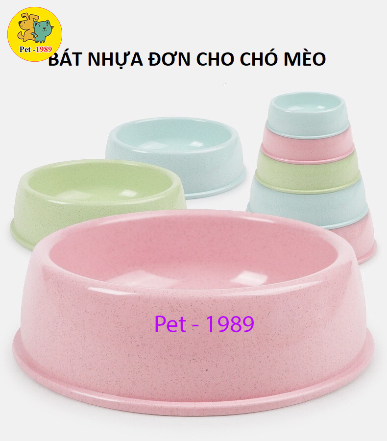 Bát nhựa đơn lúa mạch đựng thức ăn và nước cho chó mèo pet-1989