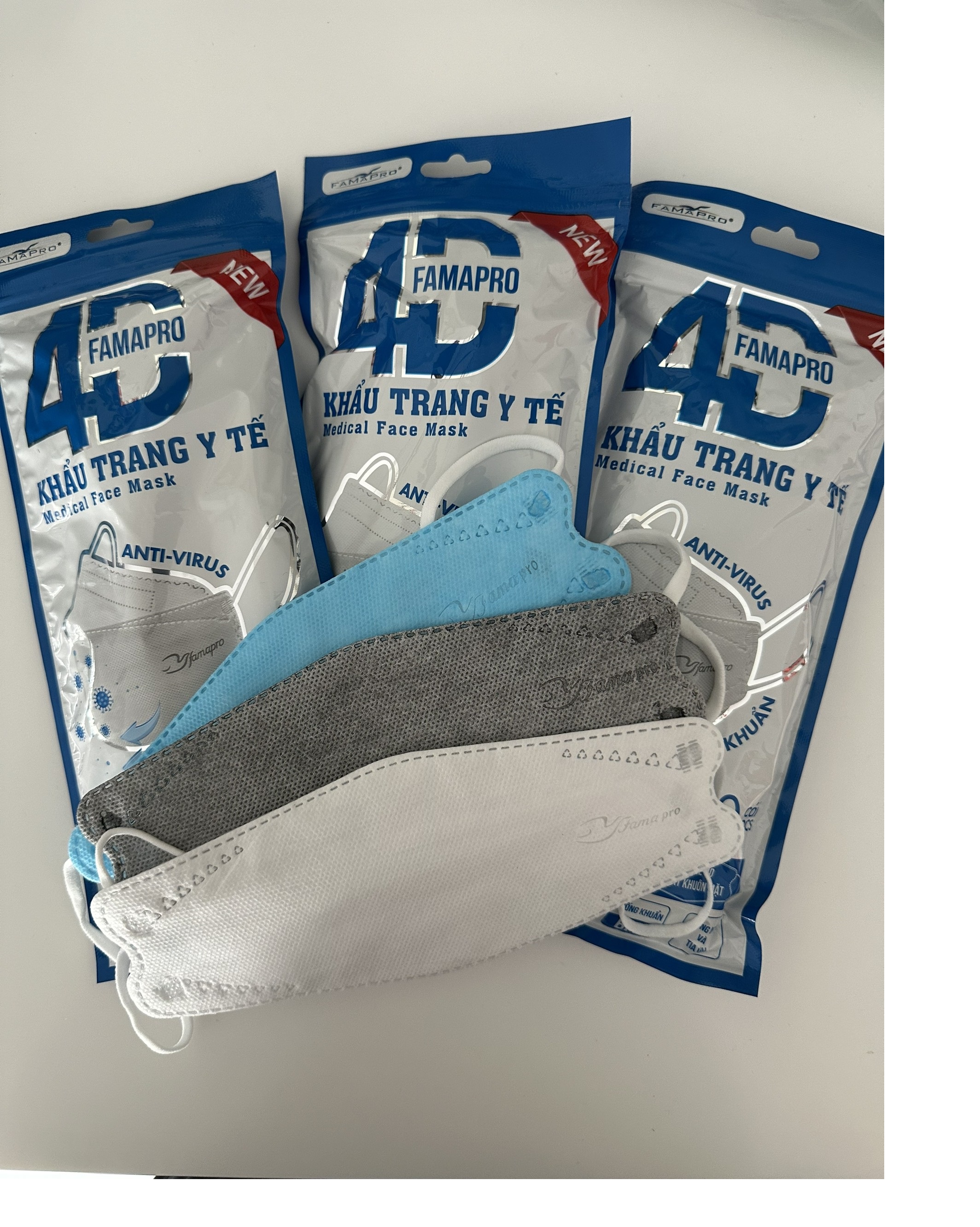 Combo 50 cái khẩu trang y tế 4d kf94 nam anh famapro bịch 10 cái