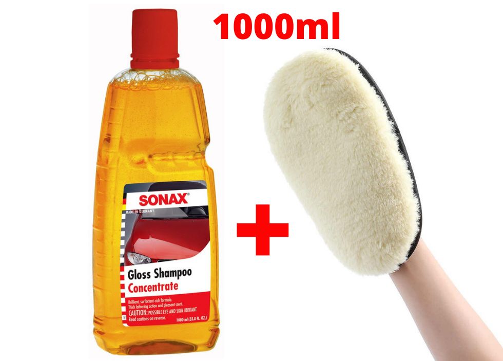 [HCM]Combo Nước Rửa Xe Sonax Kèm Bao Tay Rửa Xe Lông Cừu Chuyên Dụng 1000ml