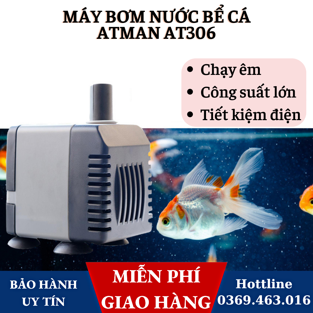 Máy lọc nước bể cá, máy lọc nước hồ cá thủy sinh, máy bơm nước cho bể cá atman at306 loại tốt, yên tĩnh, công suất lớn, tiết kiệm điện, bền với thời gian, an toàn tuyệt đối, phù hợp mọi môi trường