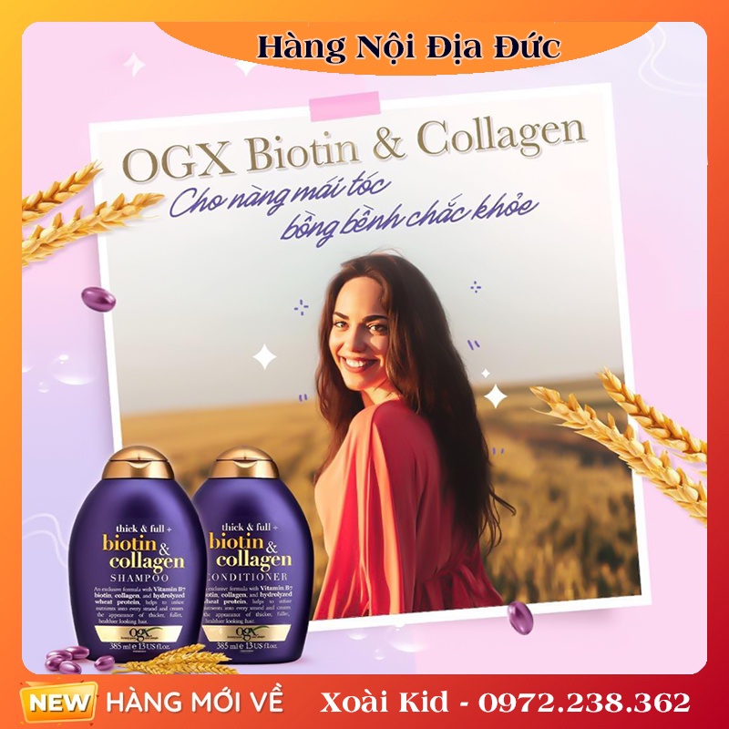 Dầu gội và xả chống rụng tóc Biotin & Collagen Đức- 385ml Đủ Bill