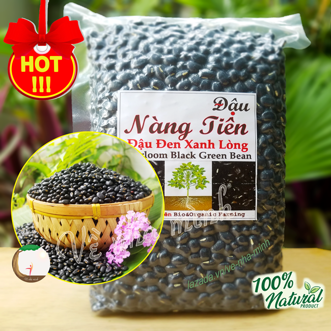 Đậu đen xanh lòng thuần chủng hữu cơ tự nhiên 300g-500g dùng nấu chè, làm giá đậu, bánh...