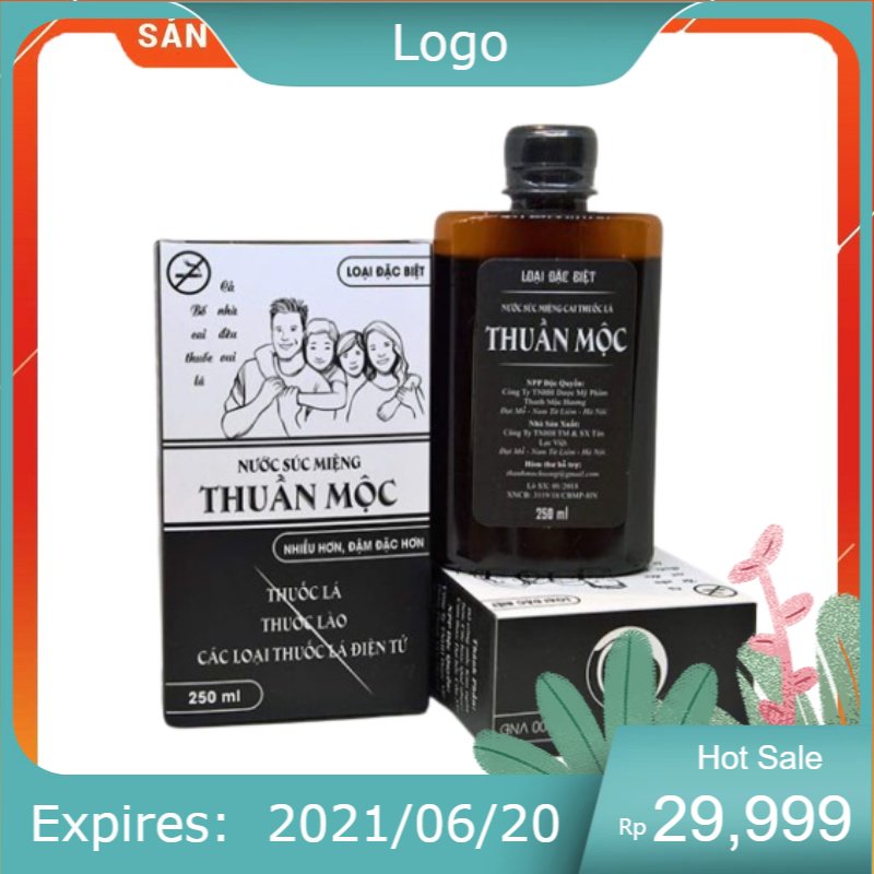 Nước súc miệng cai thuốc thuần mộc thanh mộc hương chai 250ml, hiệu qủa, an toàn, chiết xuất thảo dược