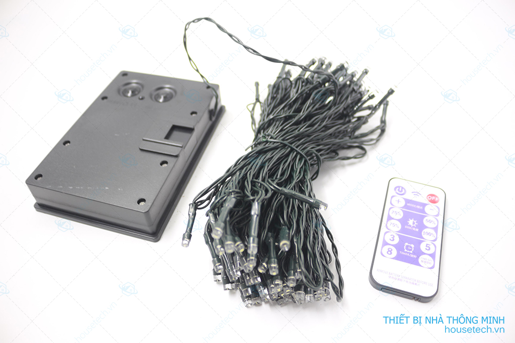 Đèn Dây trang trí, Dải đèn trang trí, Dải đèn led, Đèn trang trí nháy 100 bóng led năng lượng mặt trời 17m