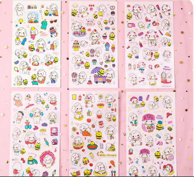 Sét 6 Tấm Sticker Dán Hình Cừu Xoăn