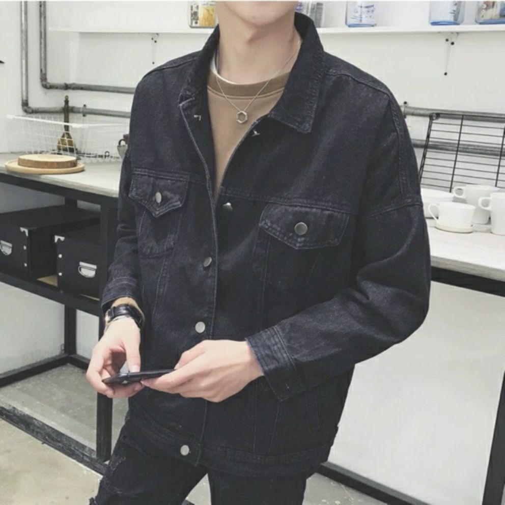 [HCM](có XXL) Áo khoác jean nam nữ màu đen trơn Basic form rộng giá rẻ