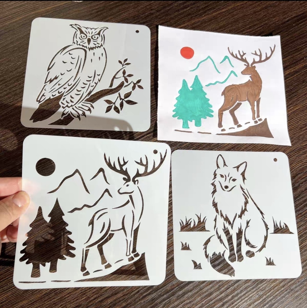 Khuôn vẽ hình động vật hoang dã nghệ thuật size 15.2 x 15.2cm