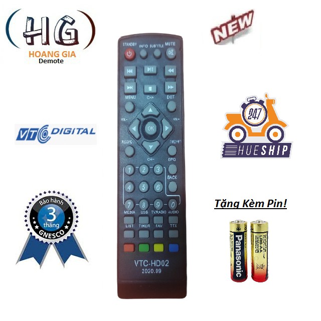 Điều khiển đầu kỹ thuật số VTC-HD 02 Hàng tốt. tặng kèm pin