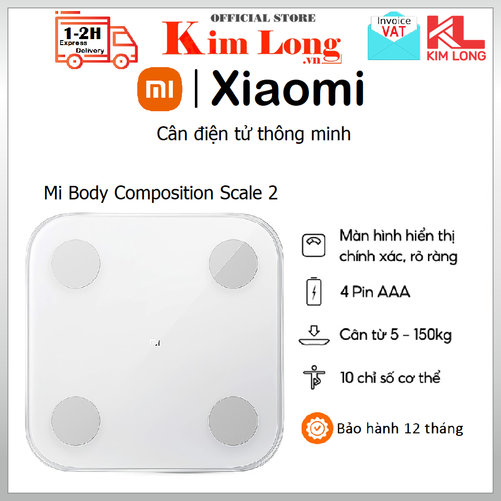 Cân sức khỏe Xiaomi Mi Body Composition Scale 2 - Thông minh Cung cấp 13 chỉ số cơ thể, Có phân tích thể chất, Lưu trữ dữ liệu cho 16 người khác nhau - Bảo hành chính hãng